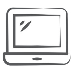 
Laptop icon in doodle line design.
