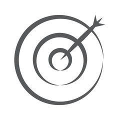 
Arrow on dartboard, target board in modern doodle style 
