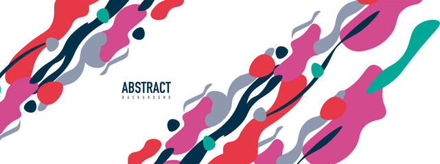 Trendy liquid style shapes abstract design, dynamic vector background for placards, brochures, posters, web landing pages, covers or banners