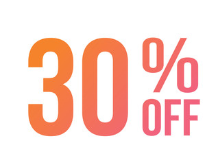 Energetic gradient pink to orange thirty percent off special discount word