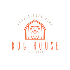 dog house logo with line art style