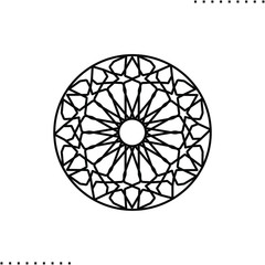 Round Arabic geometric mandala vector icon in outlines