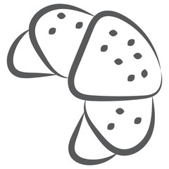
Croissant vector design, brunch hand drawn vector 
