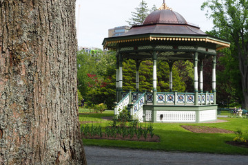 Beautiful gazebo in a park, a pavilion structure