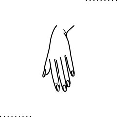 Female hand, fingernails, manicure  vector icon in outlines