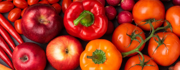 Healthy eating ingredients: fresh vegetables, fruits and superfood. Nutrition, diet, vegan food concept