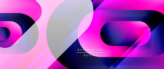 Vector geometric abstract background with lines and modern forms. Fluid gradient with abstract round shapes and shadow and light effects