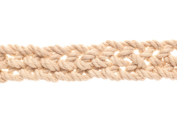 Braided rope on white background