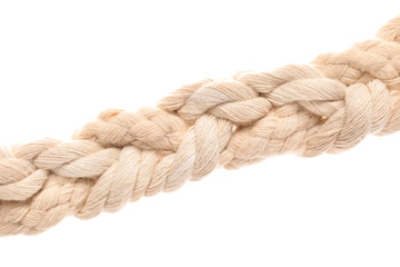Braided rope on white background