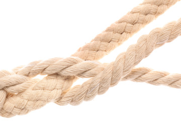 Braided rope on white background