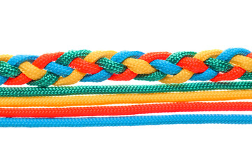 Braided rope on white background