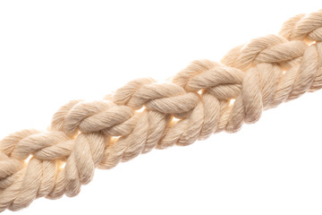 Braided rope on white background
