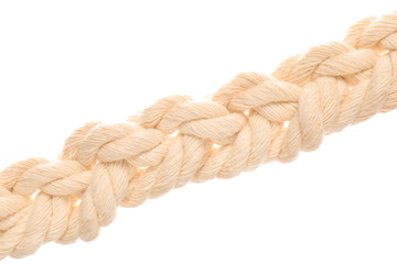 Braided rope on white background