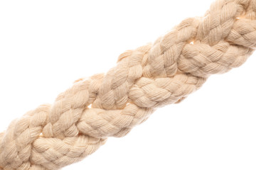 Braided rope on white background