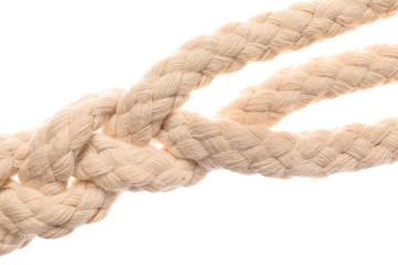 Braided rope on white background