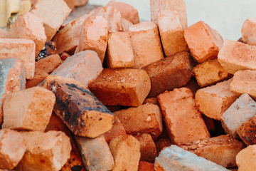 Closeup shot of pile of bricks