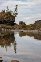 Rocky cliff reflection in a pool