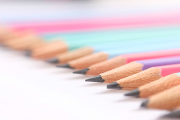 color pencils on white background