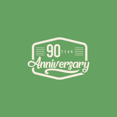 90 Years Anniversary Celebration Retro Vector Template Design Illustration