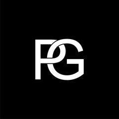 Initial PG Letter Logo isolated on dark background