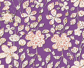 Tiny Floral Textured Flowers Seamless Pattern Trendy Fashion Colors Perfect For Interior and Fabric Print Wrapping Paper Sweet Ditsy Florals Inside Branches