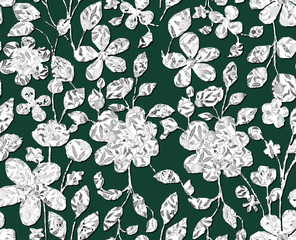 Tiny Floral Textured Flowers Seamless Pattern Trendy Fashion Colors Perfect For Interior and Fabric Print Wrapping Paper Sweet Ditsy Florals Inside Branches