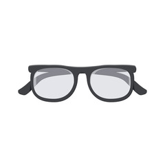 Black-framed glasses isolated on white background, vector illustration, clipart, design, decoration