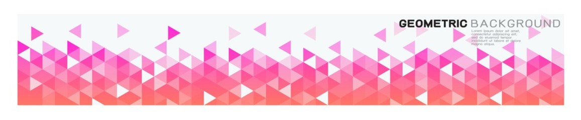 Geometric horizontal background with colorful gradient triangle pattern on each corner position and white space. Abstract background for business or corporate presentation. vector illustration