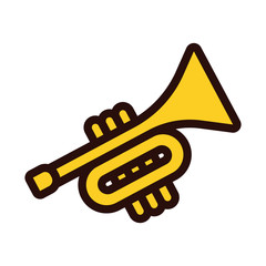 trumpet air instrument musical line and fill style icon