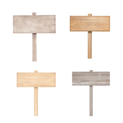 Wooden sign collection isolated on white.
