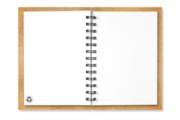 Opened note book isolated on white background with clipping path included.
