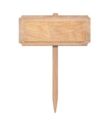 Old Wooden sign isolated on white background with clipping path