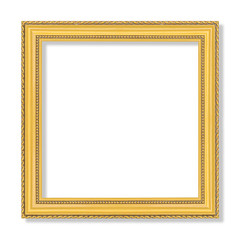 The antique gold frame on the white background with clipping path