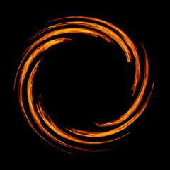Circle swirl of fire flame on black background