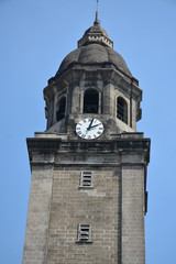 Fototapeta na wymiar Manila cathedral church bell tower facade at Intramuros in Manila, Philippines