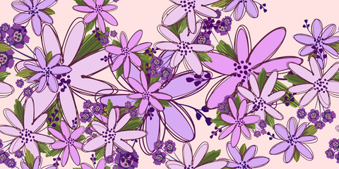 Seamless floral pattern. Flowers texture. Simplicity flower surface soft design.