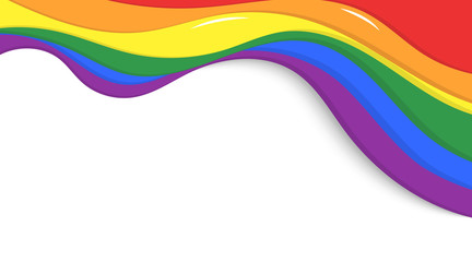 LGBT rainbow wave flag flutter of lesbian, gay, and bisexual colorful concept vector illustration background