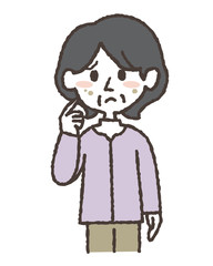 シミを気にするおばあさんのイラスト