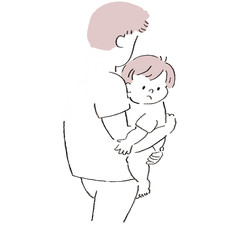 お父さんに抱っこされるカットイラスト