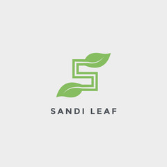 Letter S with leaf vector logo template. Suitable for business, web, natural and design