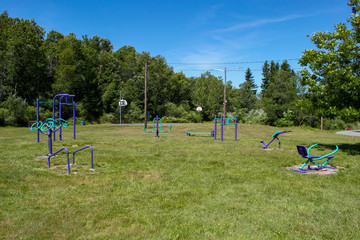 Outdoor Gym equipment for public use at William Krieger Park in Woodridge, New York