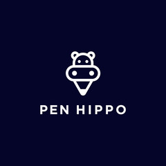 abstract hippo logo. pencil icon