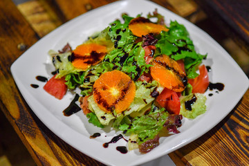 food, salad, plate, meal, dinner, dish, vegetable, appetizer, fish, cuisine, healthy, seafood, delicious, gourmet, fresh, cheese, green, restaurant, tomato, lunch, diet, white, lettuce, salmon, meat