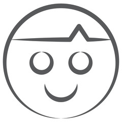 
Doodle stroke icon of happy emoji, cute facial expression 

