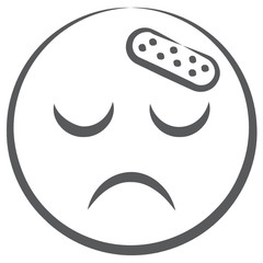 
Head injury emotag, doodle line icon of bandage emoticon  
