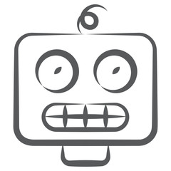 
A mechanical man, chatbot emoji in doodle editable style 
