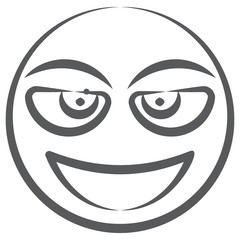 Obraz premium Smart facial expression, clever emoji icon doodle line style 