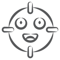 
Emotag under crosshair, doodle line icon of focus emoji 
