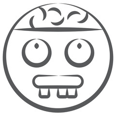 
Doodle line icon of goofy emoticon, crazy expression 
