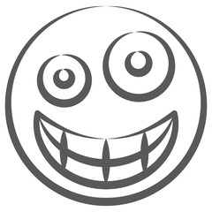 
Silly facial expression, doodle line icon of grinning zany emoji 
